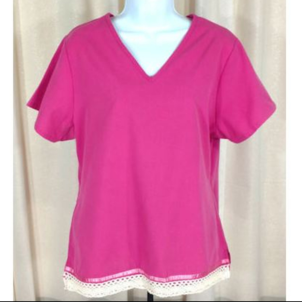 Los Angeles Rose Scrub Uniform Top Pink Lace Shirt